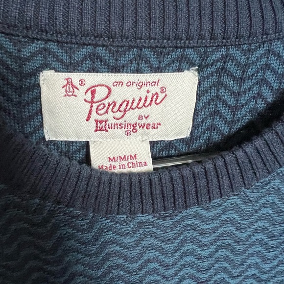 Original Penguin By Munsingwear Men’s Blue Crew Neck Sweater Sz Medium - Picture 3 of 4